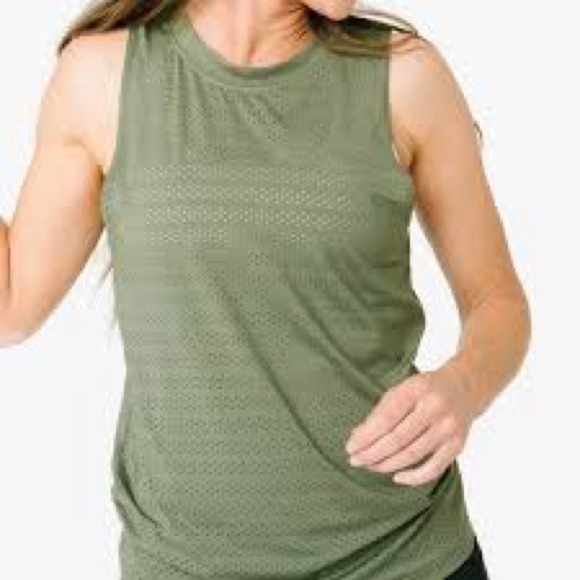 ZYIA Tops - ZYIA Active chill tank top‎ olive green perforated women’s size XL activewear